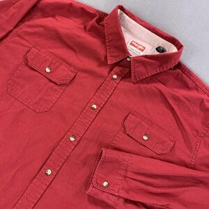 Wrangler Shirt Men 3X Red Long Sleeve Button Front Pocket Cotton Casual Workwear
